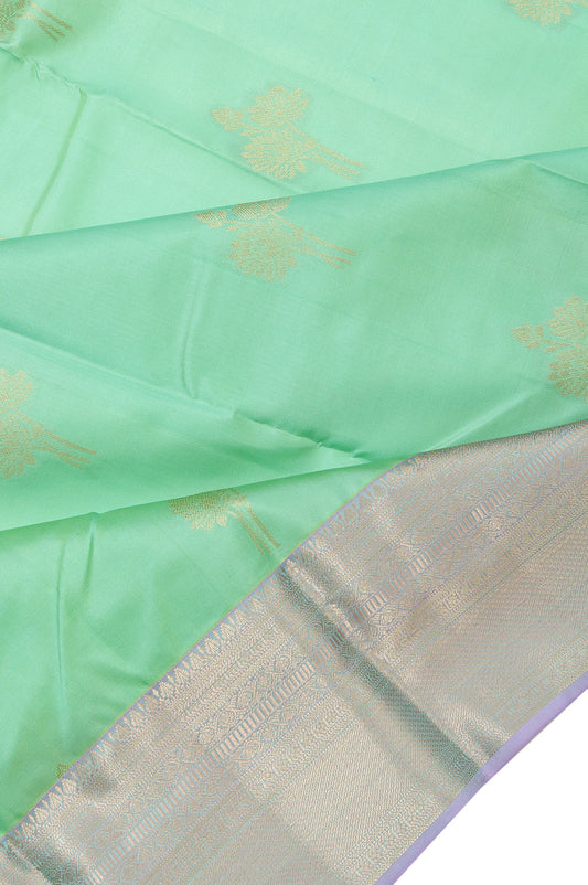 Pista Green Soft Silk Saree with Temple Border