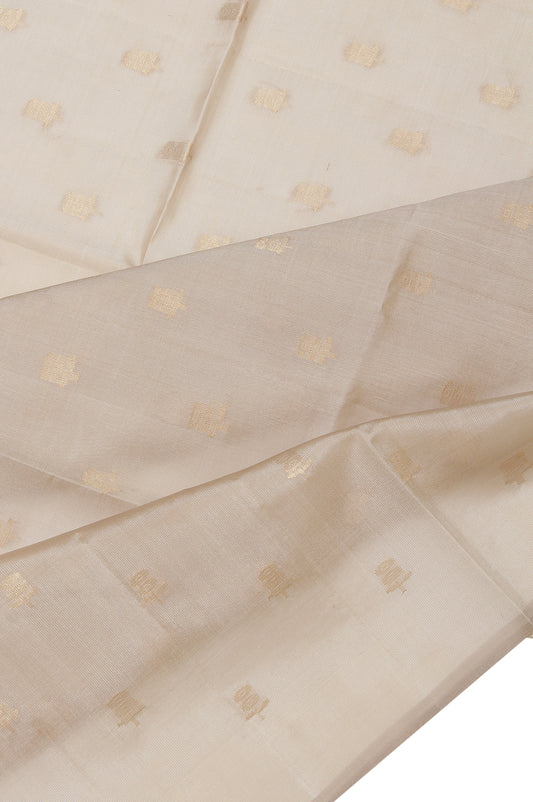 Beige Soft Silk Saree with Gold Thread Work