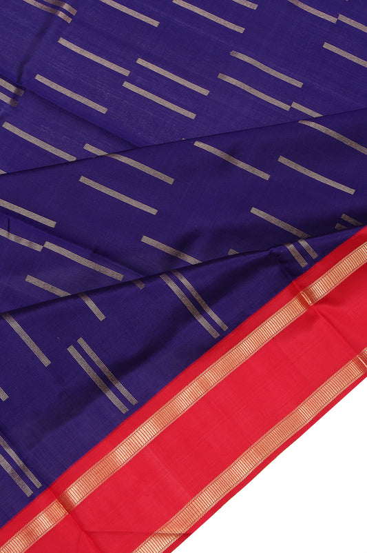 Navy Blue Soft Silk Saree with Red Blouse