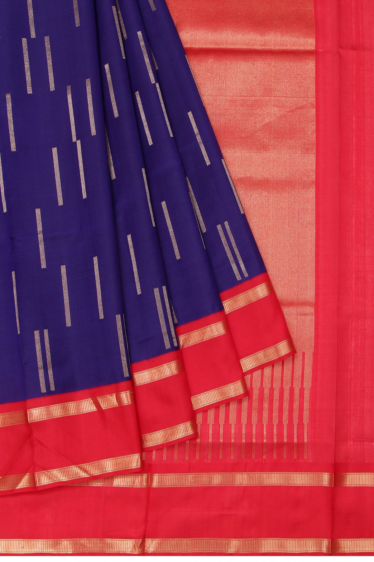 Navy Blue Soft Silk Saree with Red Blouse