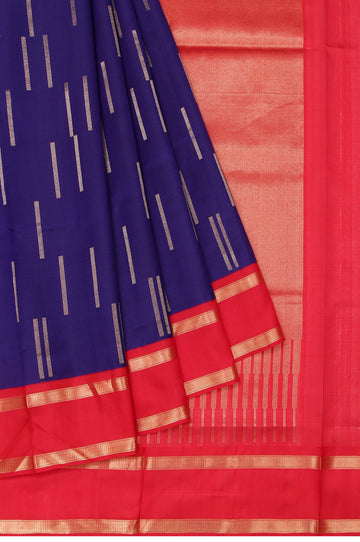 Navy Blue Soft Silk Saree with Red Blouse