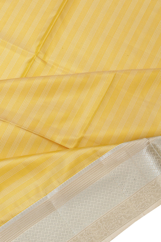 Yellow Soft Silk Saree with Diamond Butta