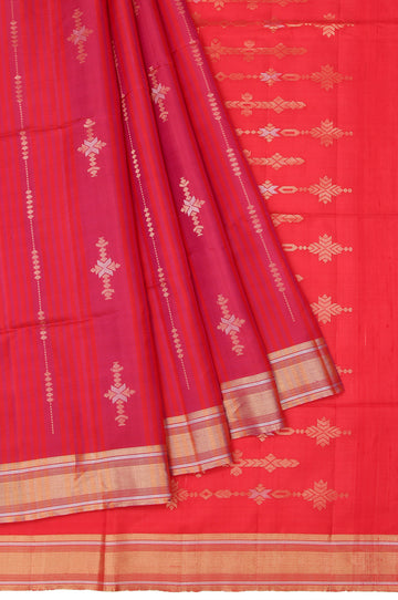 Multi-Color Soft Silk Saree with Gold Stripes