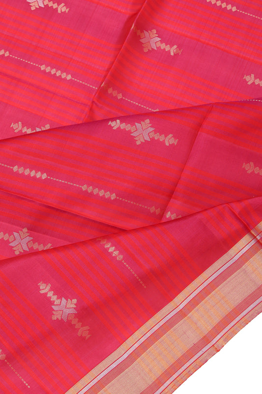 Multi-Color Soft Silk Saree with Gold Stripes