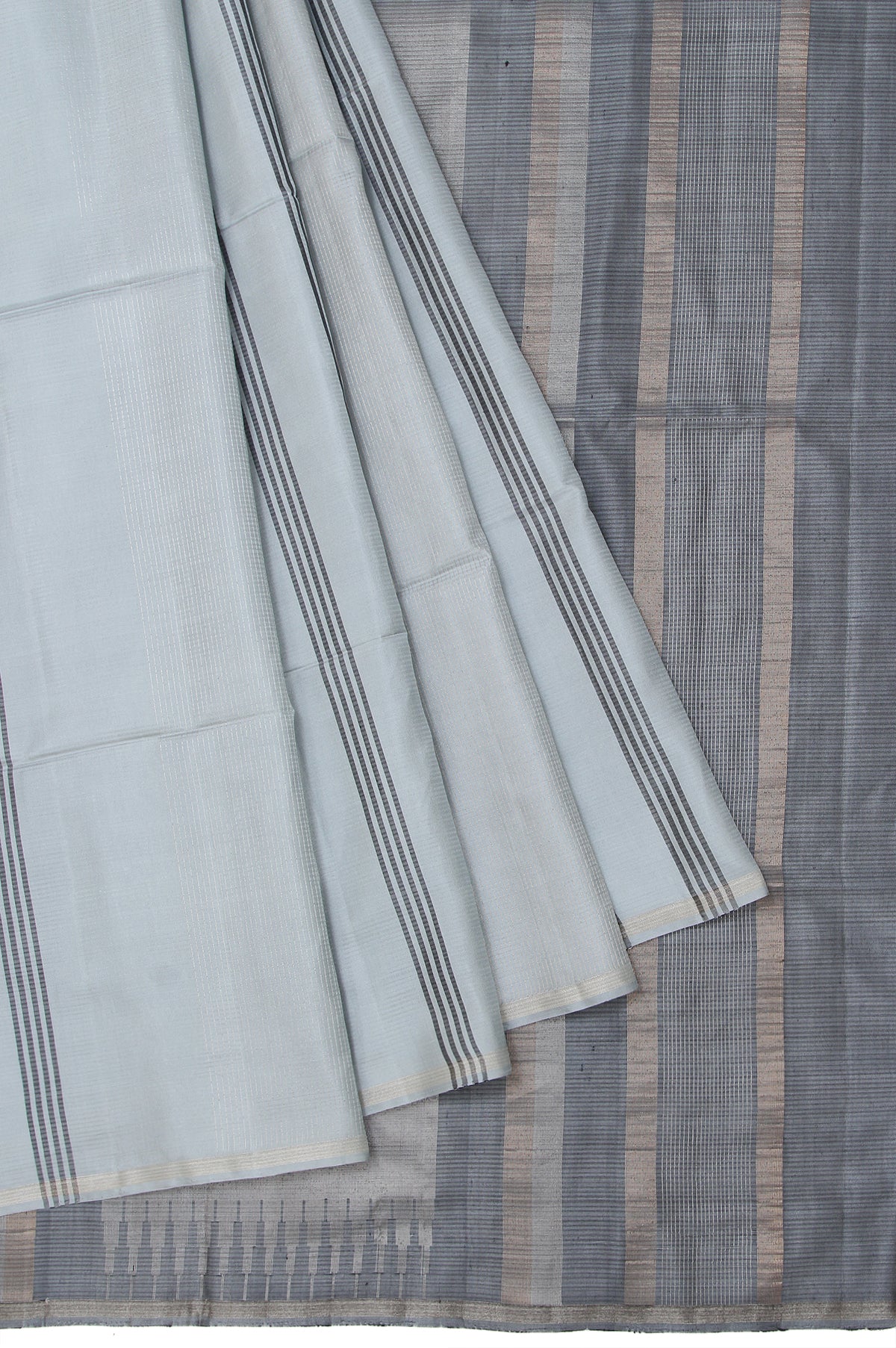 Grey Soft Silk Saree with Multi Color Checks