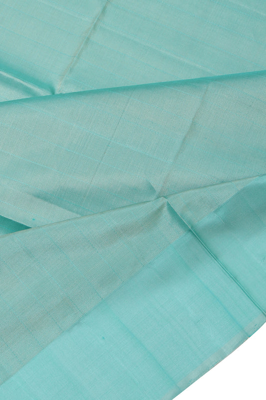 Sea Green Soft Silk Saree with Gold Chevron