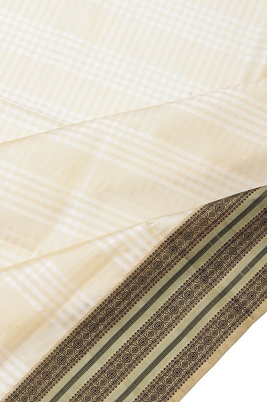 Cream Soft Silk Saree with Checks