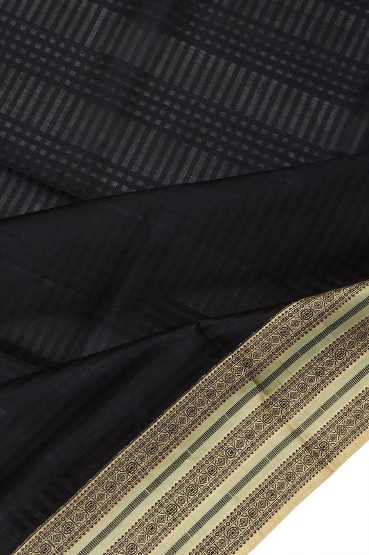 Black Soft Silk Saree with Thread Work