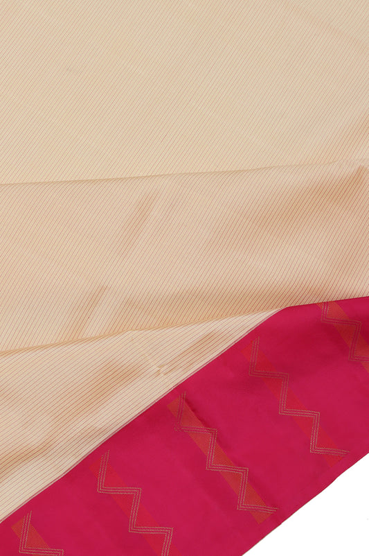 Cream Soft Silk Saree with Striped Body Design