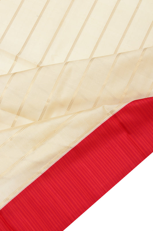 Cream Soft Silk Saree with Plain Maroon Blouse