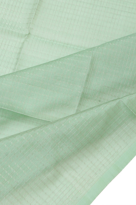 Pista Green Soft Silk Saree with Siver Zari Stripes