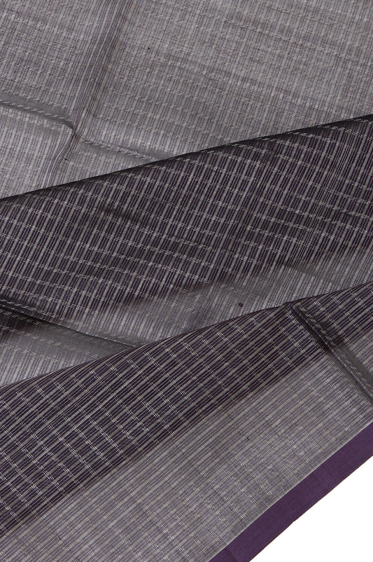 Purple Kanchi Kora Silk Saree with Silver Checks