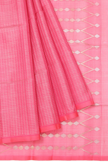 Peach Soft Silk Saree with Plain Border