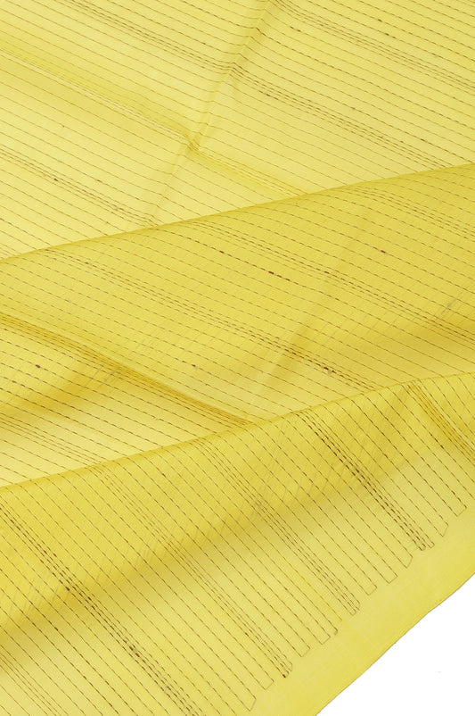 Yellow Soft Silk Saree with Silver Thread Work