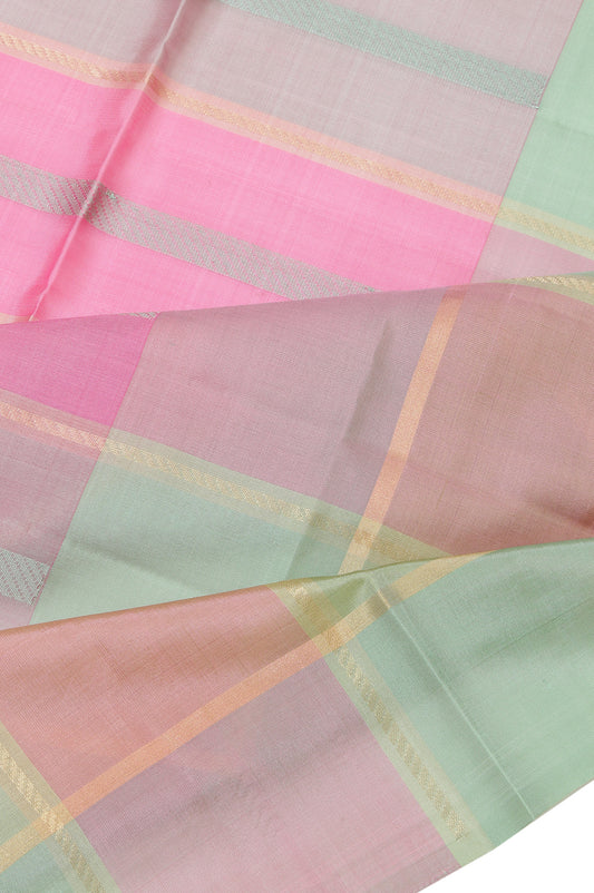 Multi-Color Soft Silk Saree with Pink Pallu