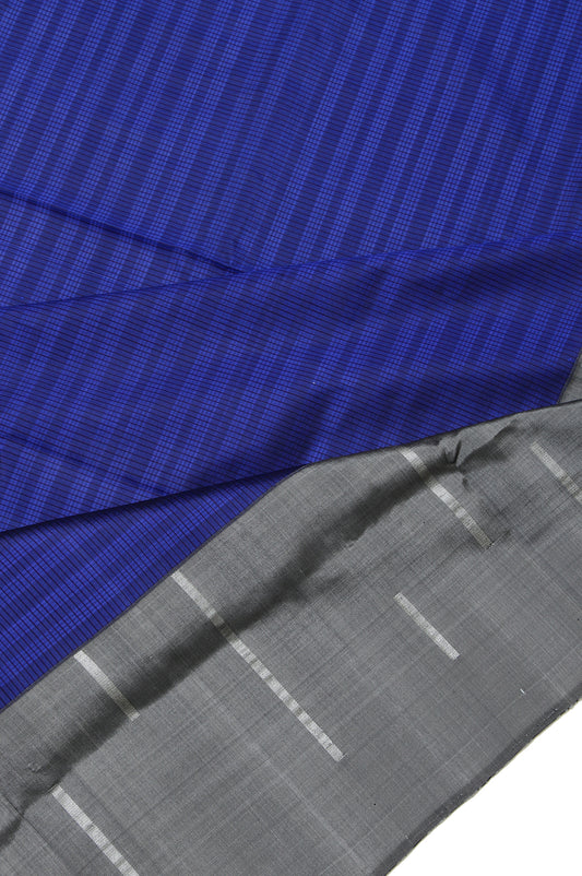 Navy Blue Soft Silk Saree with Self Stripes