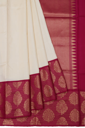 White Soft Silk Saree with Magenta Border