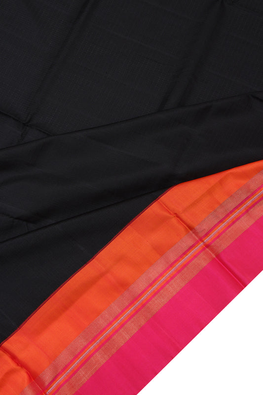 Black Soft Silk Saree with Pink Blouse