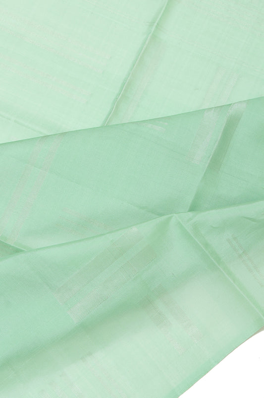 Pista Green Soft Silk Saree with Multi-Color Pallu