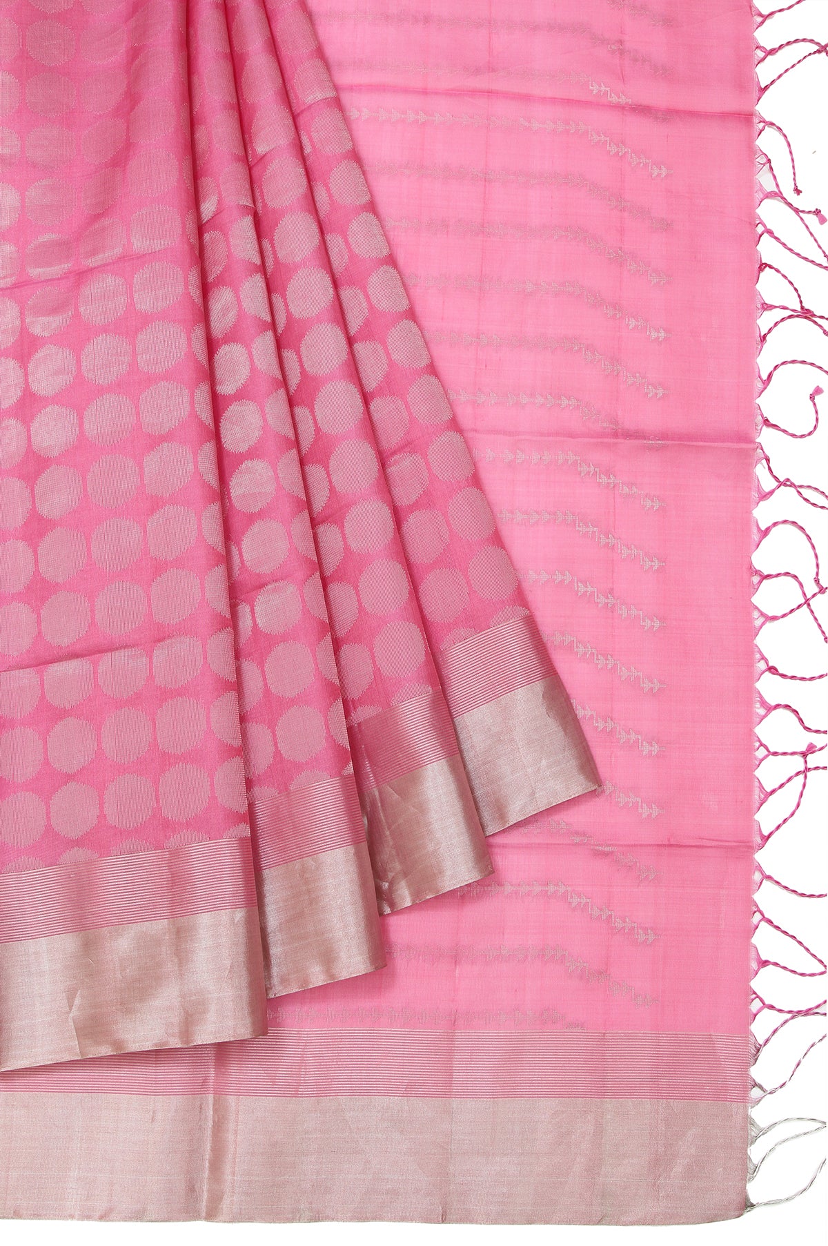 Onion Pink Soft Silk Saree with  Moon Butta