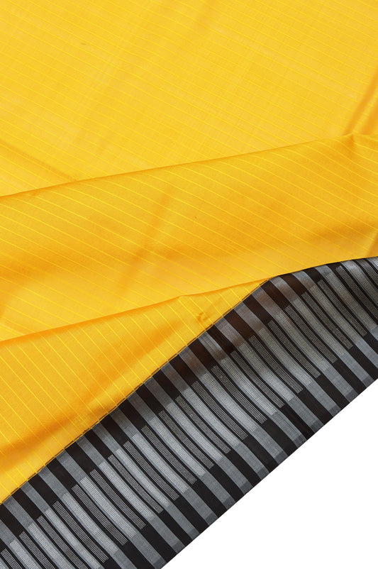 Yellow Soft Silk Saree with Black Blouse