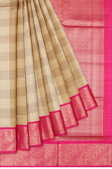 Sandal Soft Silk Saree with Striped Body Design