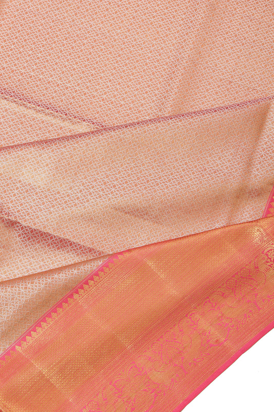 Onion Pink Kanchipuram Silk Saree with Meenakari Work