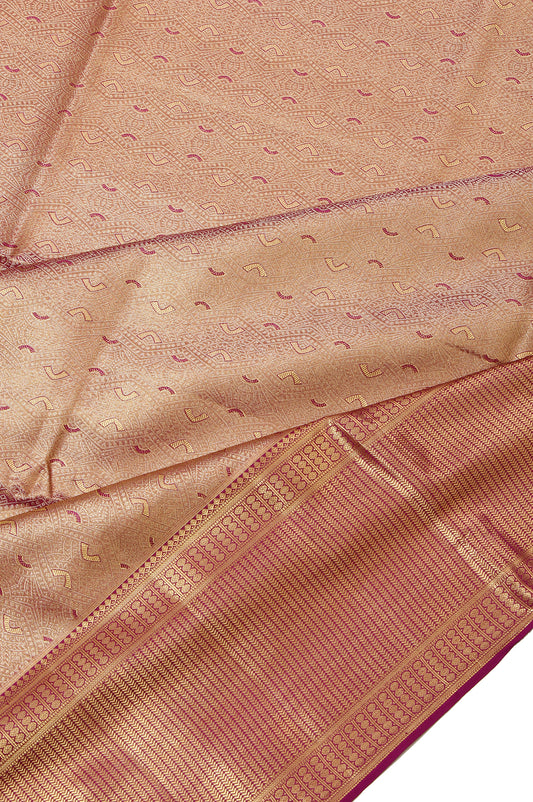 Purple Kanchipuram Silk Saree with Floral Jaal and Gold Zari