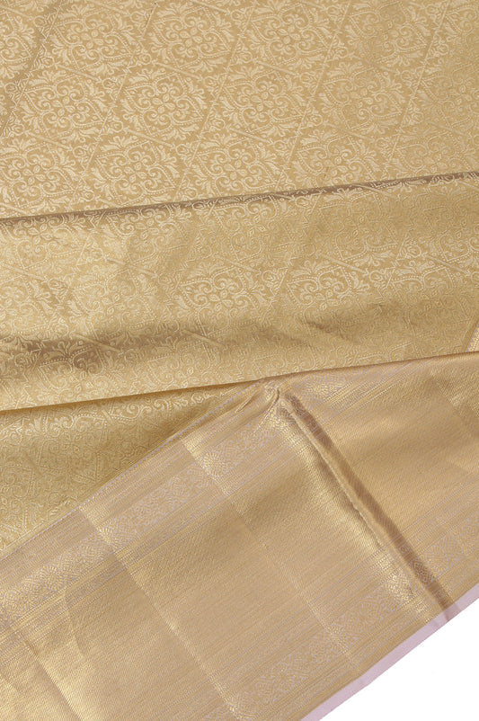 Gold Kanchipuram Tissue Silk Saree with Gold Zari Stripes