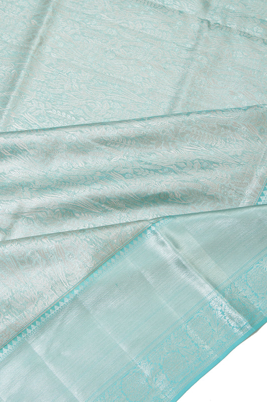 Sea Green Kanchipuram Silk Saree with Diamond Butta