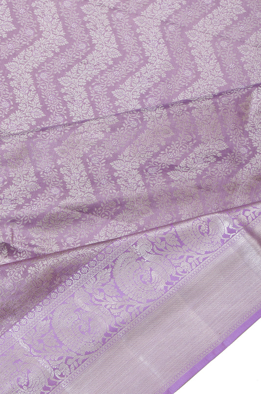 Lavender Kanchipuram Silk Saree with Leaf Butta