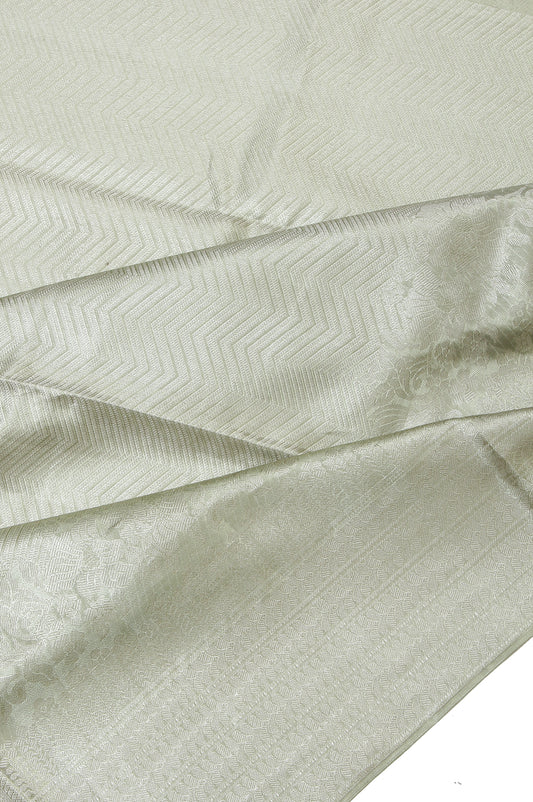 Pista Green Kanchipuram Silk Saree with Chevron Pattern