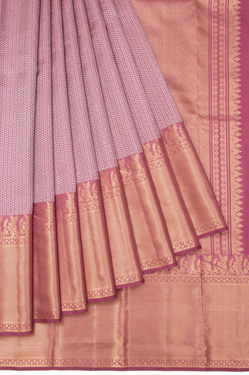 Pink Tussar Silk Saree with Wave Design