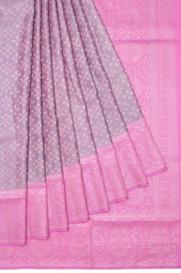 Lavender Soft Silk Saree with Flower Butta Design