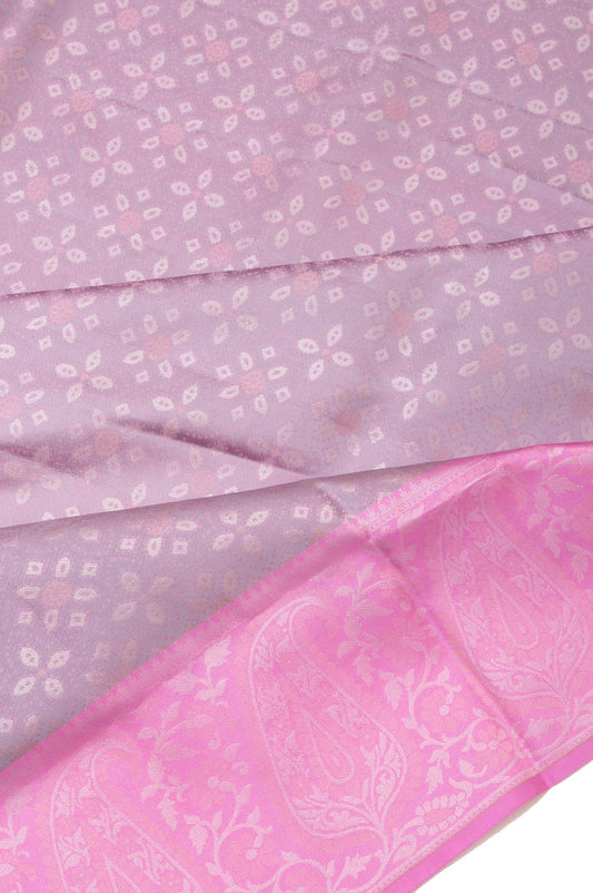 Lavender Soft Silk Saree with Flower Butta Design