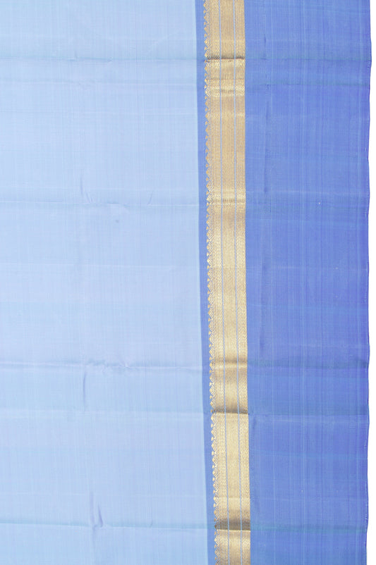 Sky Blue Kanchipuram Silk Saree with Ganga-Jamuna Chevron Border