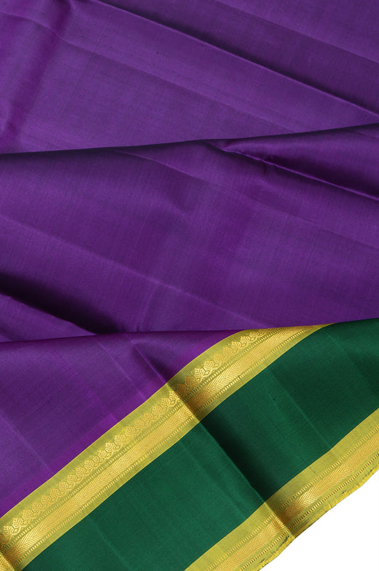 Purple Kanchipuram Silk Saree with Mehendi Green Border