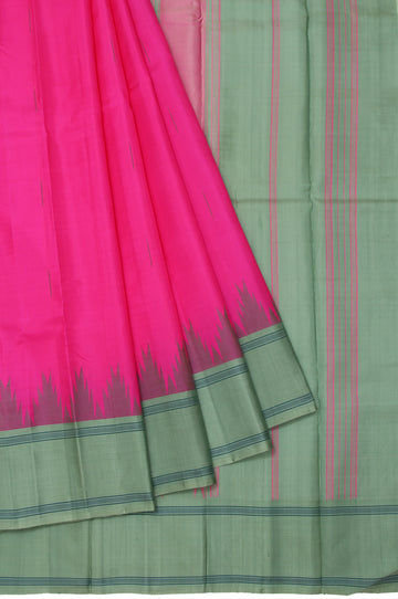 Pink Kanchipuram Silk Saree with Pista Green Border