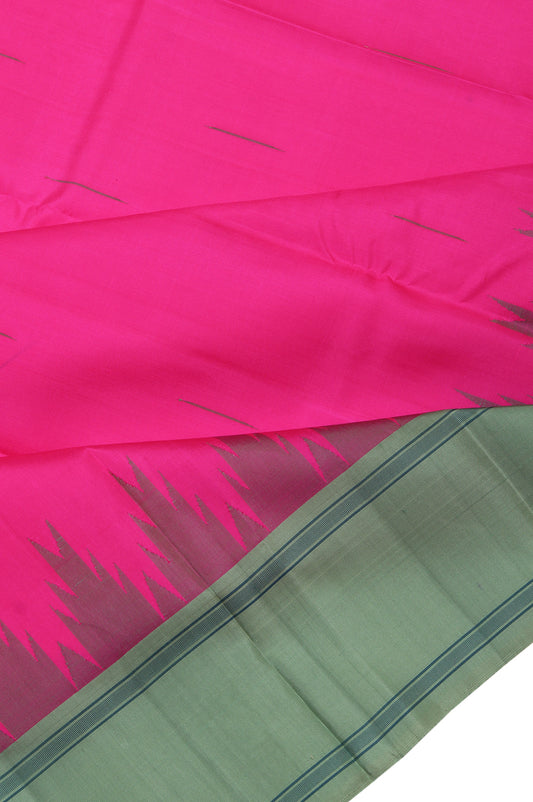 Pink Kanchipuram Silk Saree with Pista Green Border