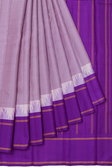 Violet Kanchipuram Silk Saree with Antique Zari Stripes