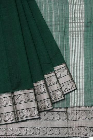 Green Mangalagiri Silk Saree with Self Plain Blouse