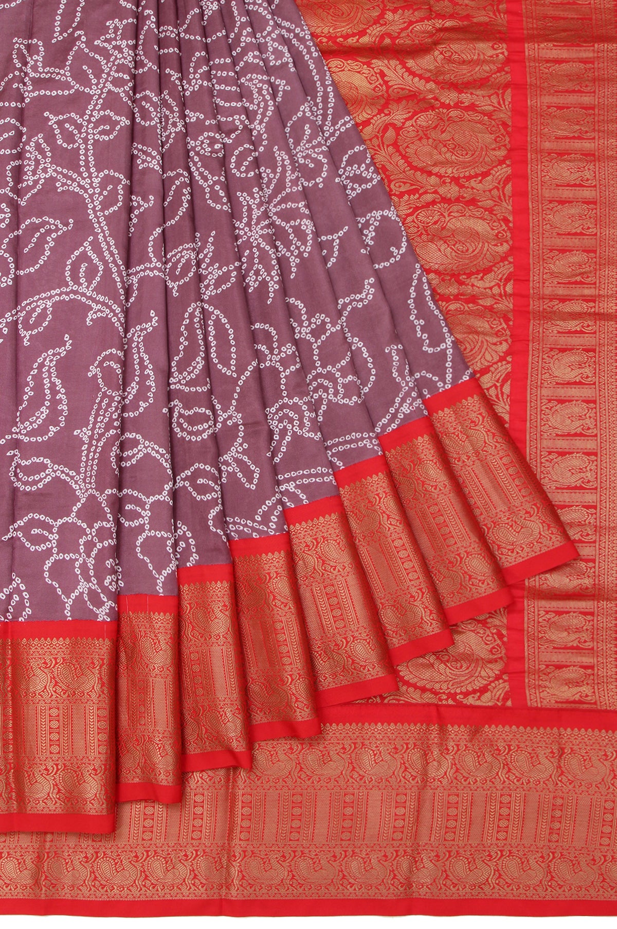 Onion Pink Bandhani Silk Saree with Kanchi Border