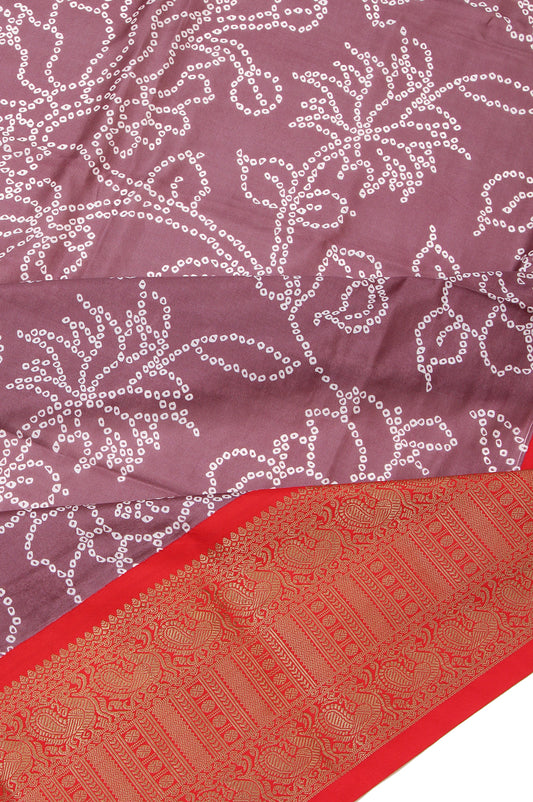 Onion Pink Bandhani Silk Saree with Kanchi Border