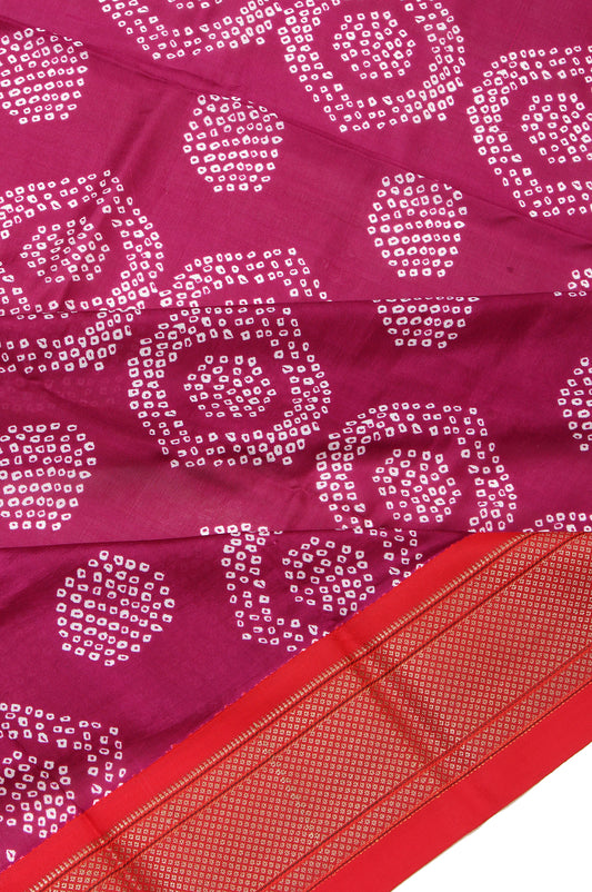 Purple Bandhani Silk Saree with Meenakari Work