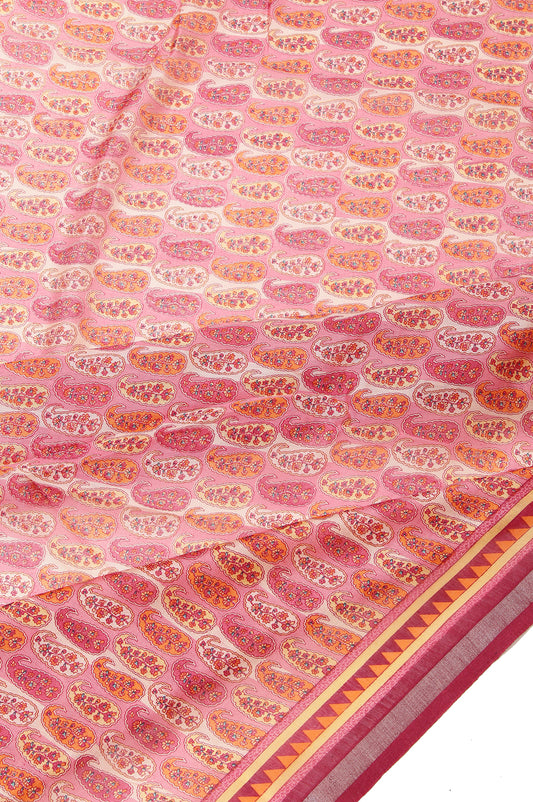 Multicolour Chanderi Cotton Silk Saree with Paisley and Floral Design