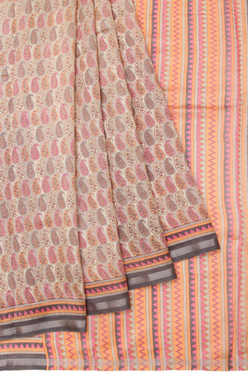 Multicolour Chanderi Cotton Silk Saree with Paisley Motifs