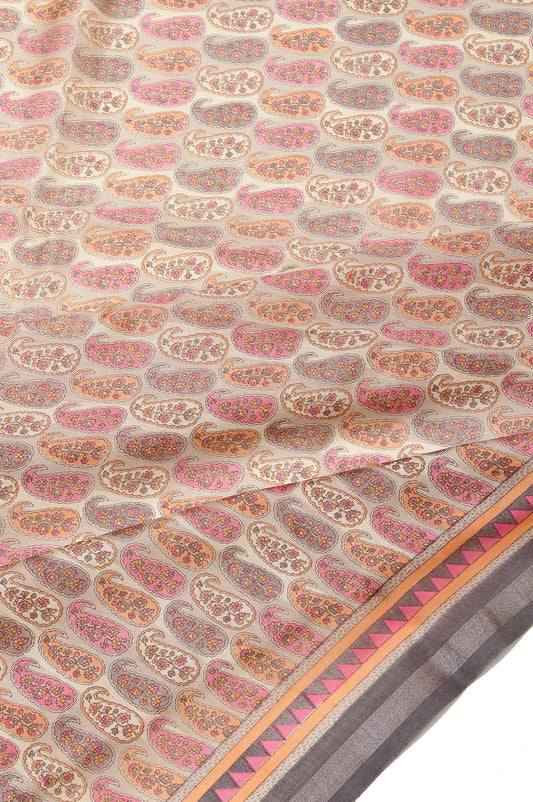 Multicolour Chanderi Cotton Silk Saree with Paisley Motifs