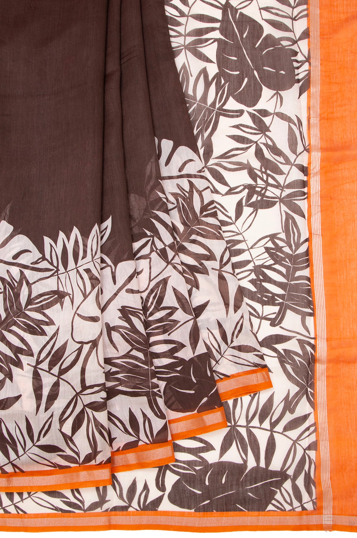 Magenta Chanderi Cotton Silk Saree with Cream and Orange Pallu