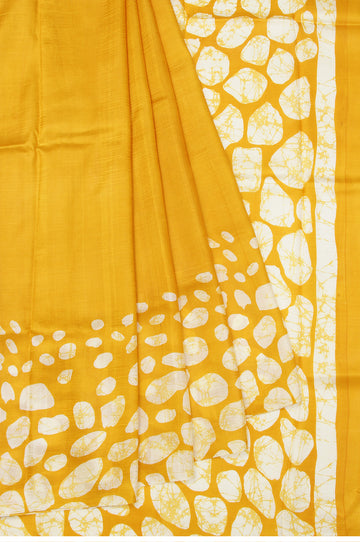 Yellow Pure Silk Saree with Plain Design