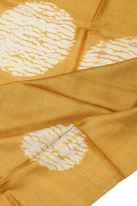 Mustard Tussar Saree with Batik Print